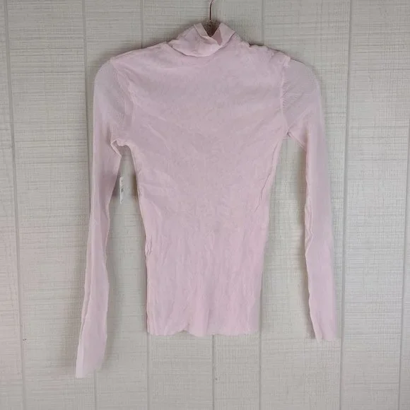 Free People Intimately Mesh Turtleneck Top Vintage Rose Pink New - Picture 5 of 5
